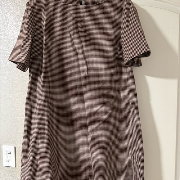 Zara Woman Houndstooth Dress- Burgundy,green and tan - Picture 2 of 9